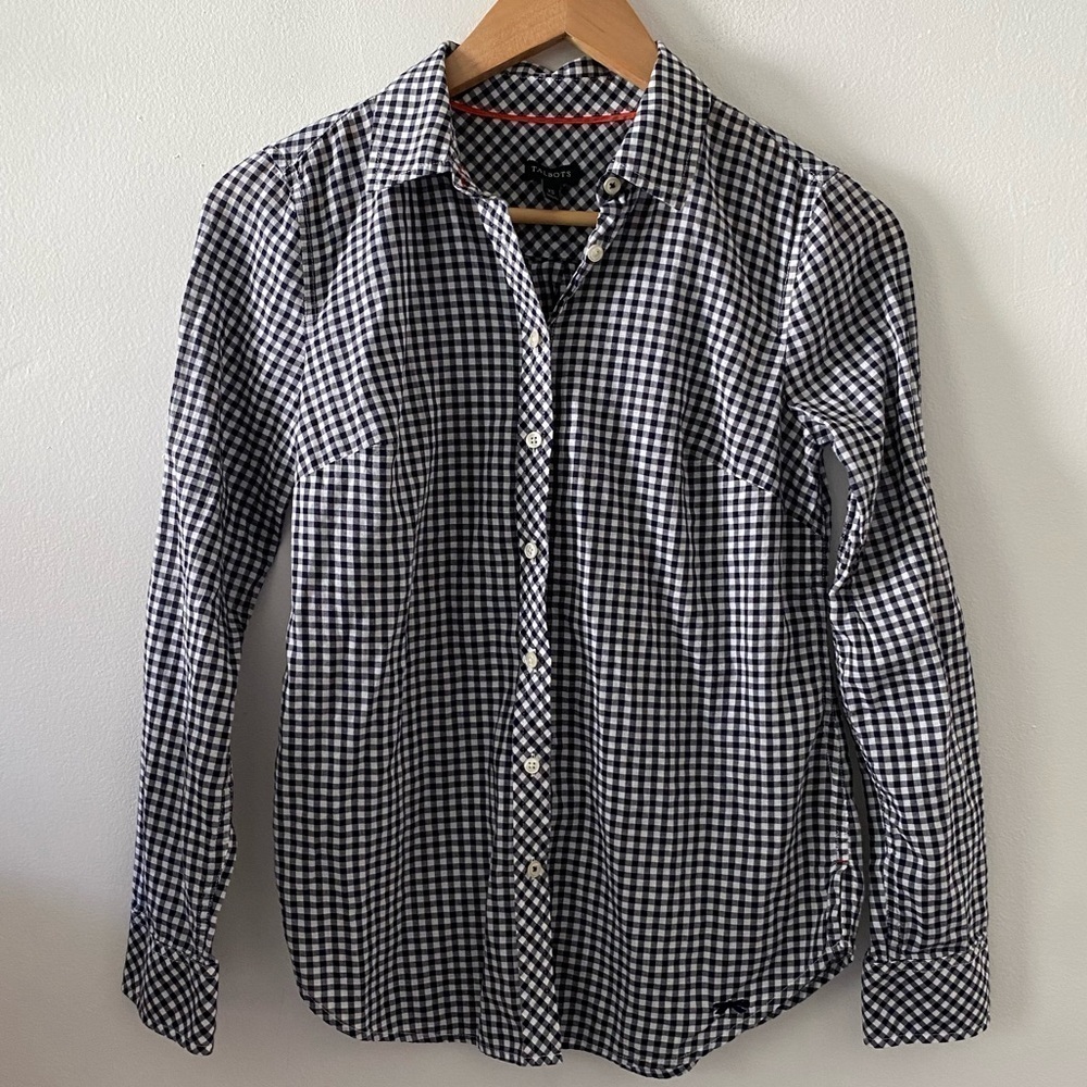 Talbots Black and White Check long sleeves Shirt